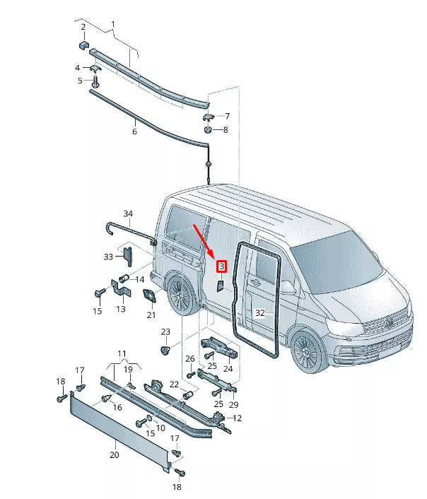 NEW VW TRANSPORTER VI T6 SLIDING DOOR LEFT COVER 7H0853307B9B9