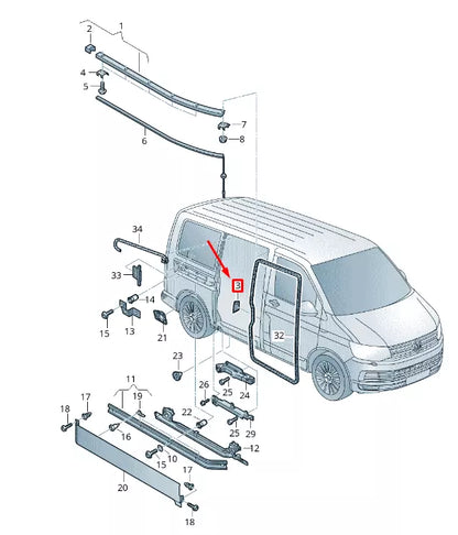 NEW VW TRANSPORTER VI T6 SLIDING DOOR LEFT COVER 7H0853307B9B9
