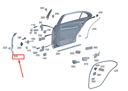 new mercedes-benz s w223 rear right door seal a2237303400 original