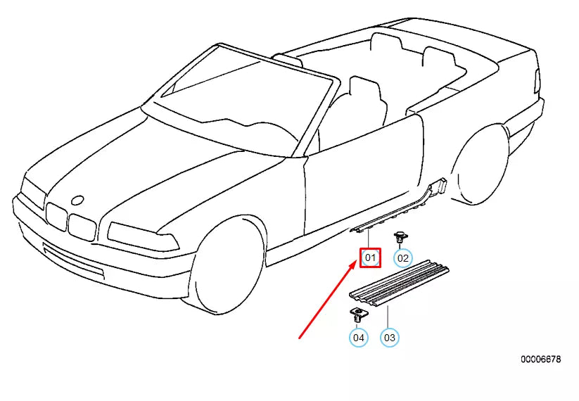 NEW BMW 3 CONVERTIBLE E36 RIGHT LOWER TRIM PANEL 51478172866 ORIGINAL