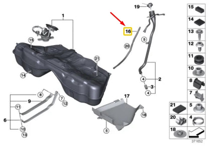 NEW BMW M5 F10 FUEL TANK VENT PIPE 16112284074 2284074 ORIGINAL