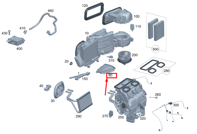 new mercedes-benz eqs v297 lower evaporator cover rhd a2978302101 original