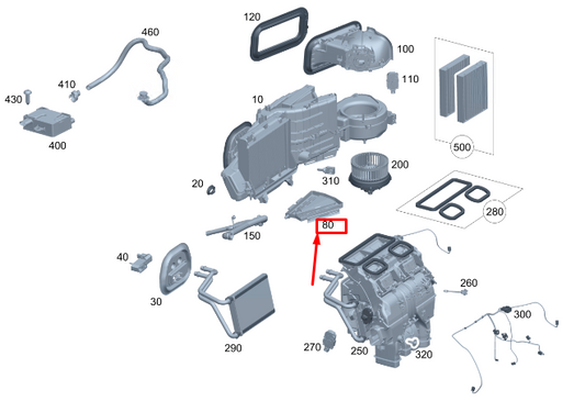new mercedes-benz eqs v297 lower evaporator cover rhd a2978302101 original
