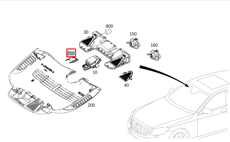 NEW MERCEDES-BENZ S W222 INTERIOR MIRROR BASE COVER TRIM A22281100009051