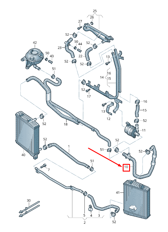 new vw touareg 7p engine coolant hose 7p0122051j original