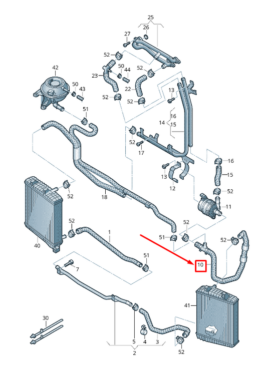 new vw touareg 7p engine coolant hose 7p0122051j original