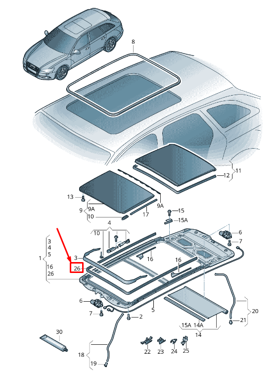 new audi a6 avant c7 inner sunroof seal 4g9877439 original