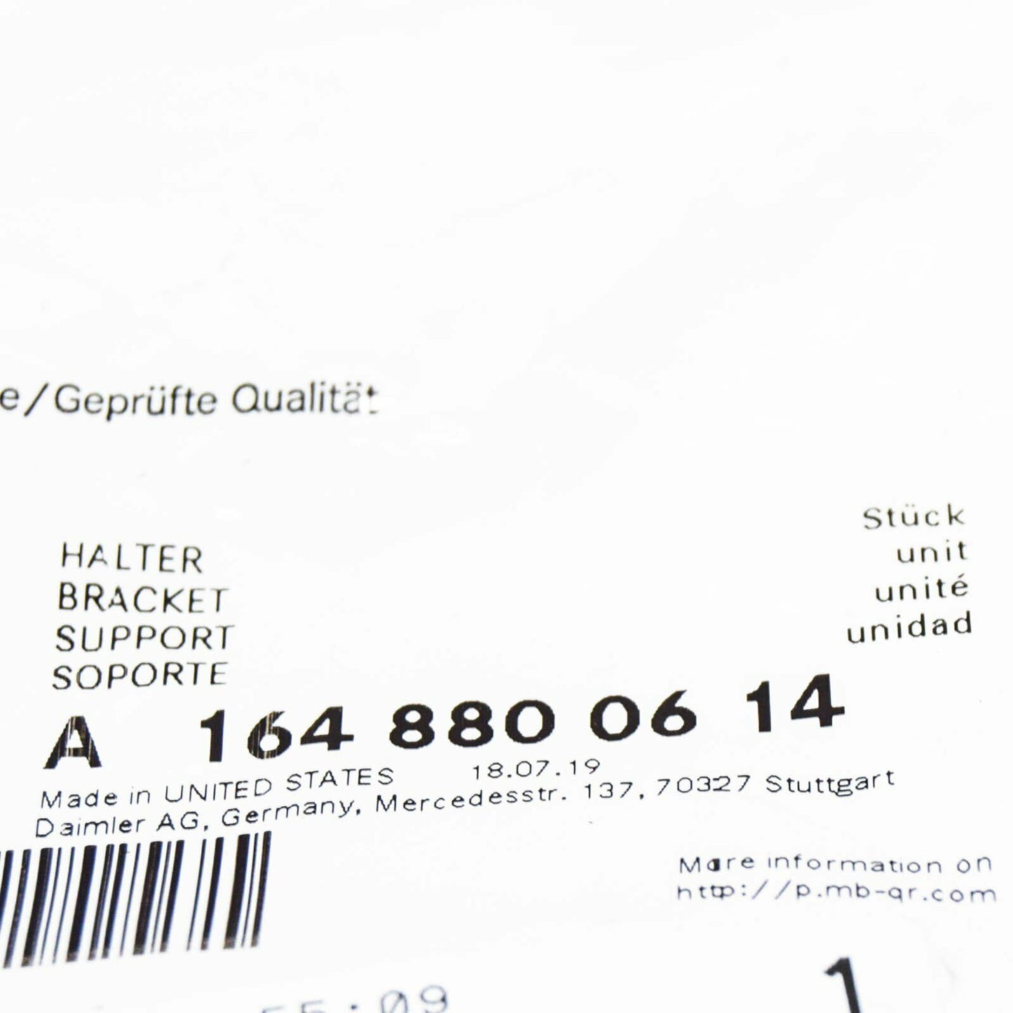 NEW MERCEDES-BENZ GL X164 FRONT BUMPER RIGHT BRACKET A1648800614 ORIGINAL