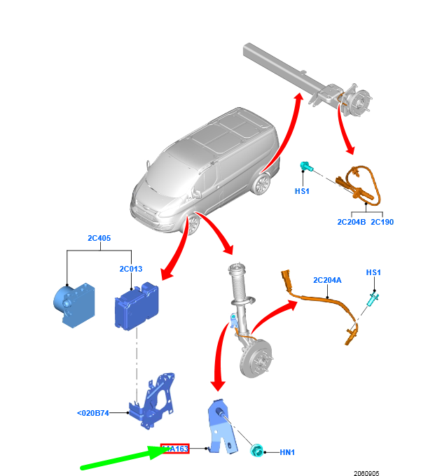 new ford transit custom mk1 front right abs sensor bracket 2508899 original