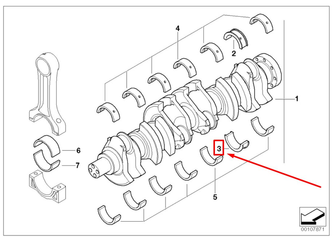 new bmw 3 e90 crankshaft bearing shell 11217810429 7810429 original