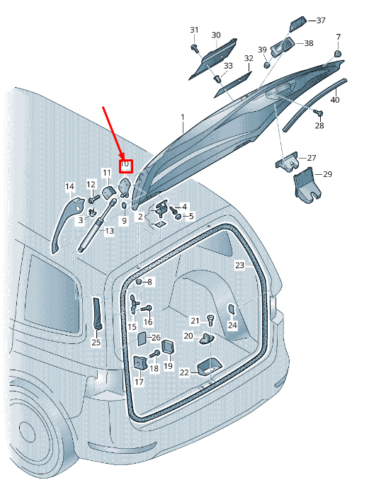 NEW VW SHARAN 7N REAR LEFT GAS FILLED STRUT BRACKET 7N0827435B ORIGINAL