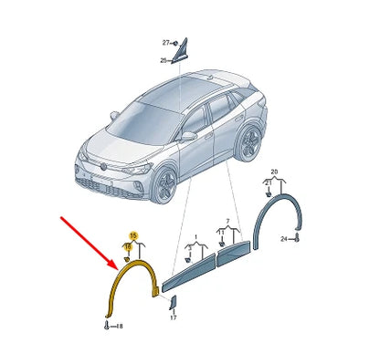 NEW VOLKSWAGEN ID.4 E21 FRONT RIGHT FENDER MOLDING 11A853718F9B9 ORIGINAL