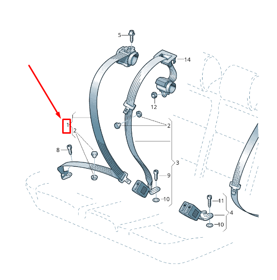 new vw golf vi 5k mk6 rear left outer seatbelt 1k6857805adttm original