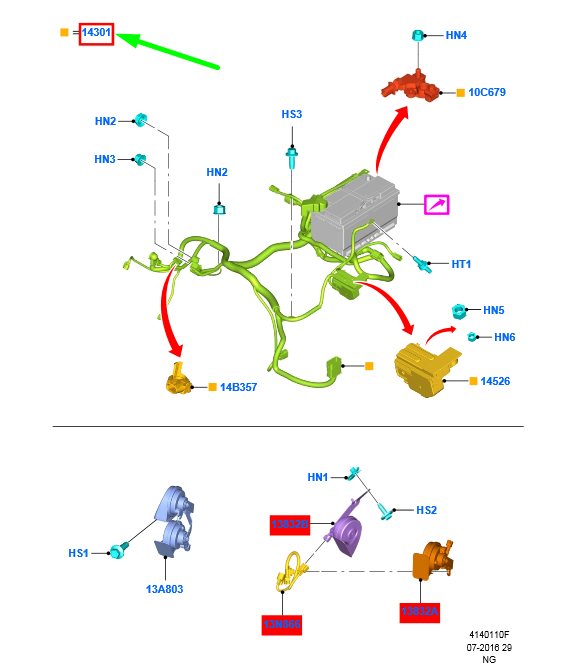 new ford mondeo mk5 battery cable assy lhd 1878401 dg9t-14a280-blh original