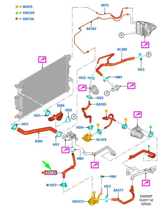 new ford mondeo mk5 heater water hose dg93-18d334-ja 5337167 original