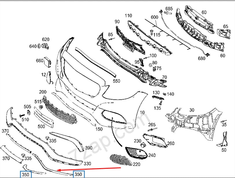 NEW MERCEDES-BENZ C-CLASS W205 FRONT BUMPER LEFT MOLDING TRIM A2058851974