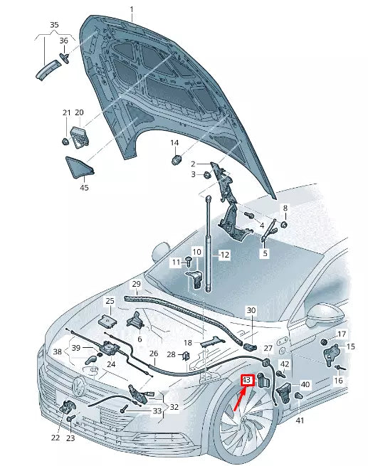 NEW VOLKSWAGEN ARTEON 3H7 LID LOCK CABLE GRIP LHD 3G08235332JV