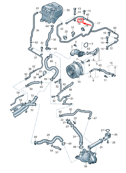 new audi r8 4s right engine coolant pipe 07l121455l original