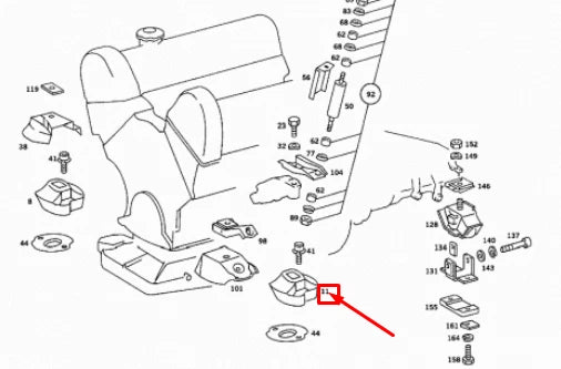 NEW MERCEDES-BENZ SL R107 ENGINE SUSPENSION RUBBER MOUNT A1072411113 ORIGINAL