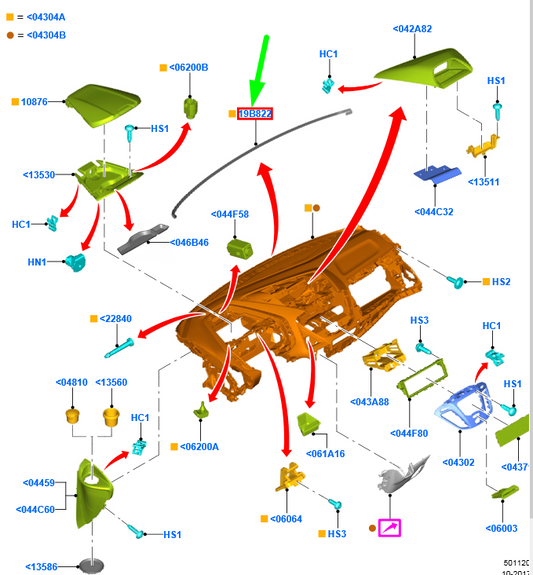 new ford transit custom mk1 instrument panel seal 2029285 original