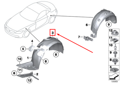 new bmw z4 e89 front left wheelhousing rear cover 51777213427 7213427 original