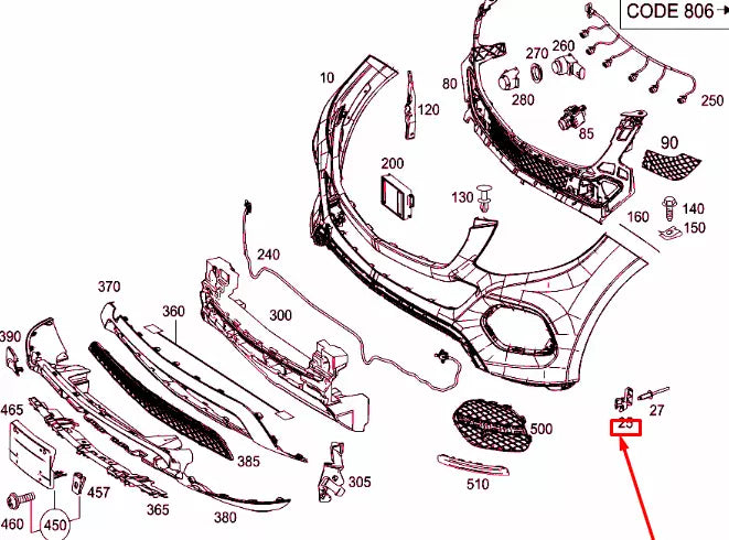 NEW MB GLE W166 FRONT BUMPER LEFT COVER BRACKET A1668855314 ORIGINAL