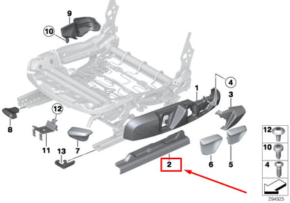 NEW BMW 2 CABRIO F23 FRONT LEFT SEAT RAIL COVERING 7243557 52107243557 ORIGINAL