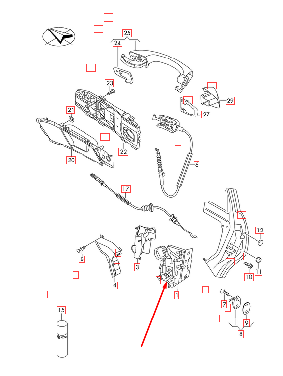 new volkswagen golf mk7 rear right door lock 5k4839016r original