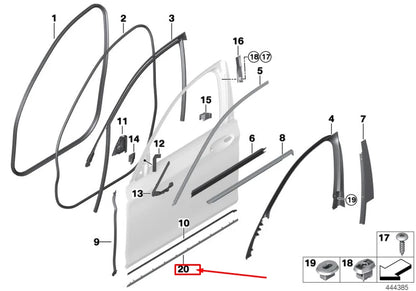 NEW BMW 7 G11 BOTTOM FRONT LEFT DOOR STRIP 51337364351 ORIGINAL