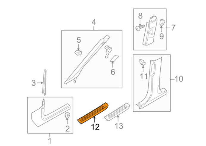 new audi q5 8r rear left side interior sill strip 8r085337501c	 2014 original