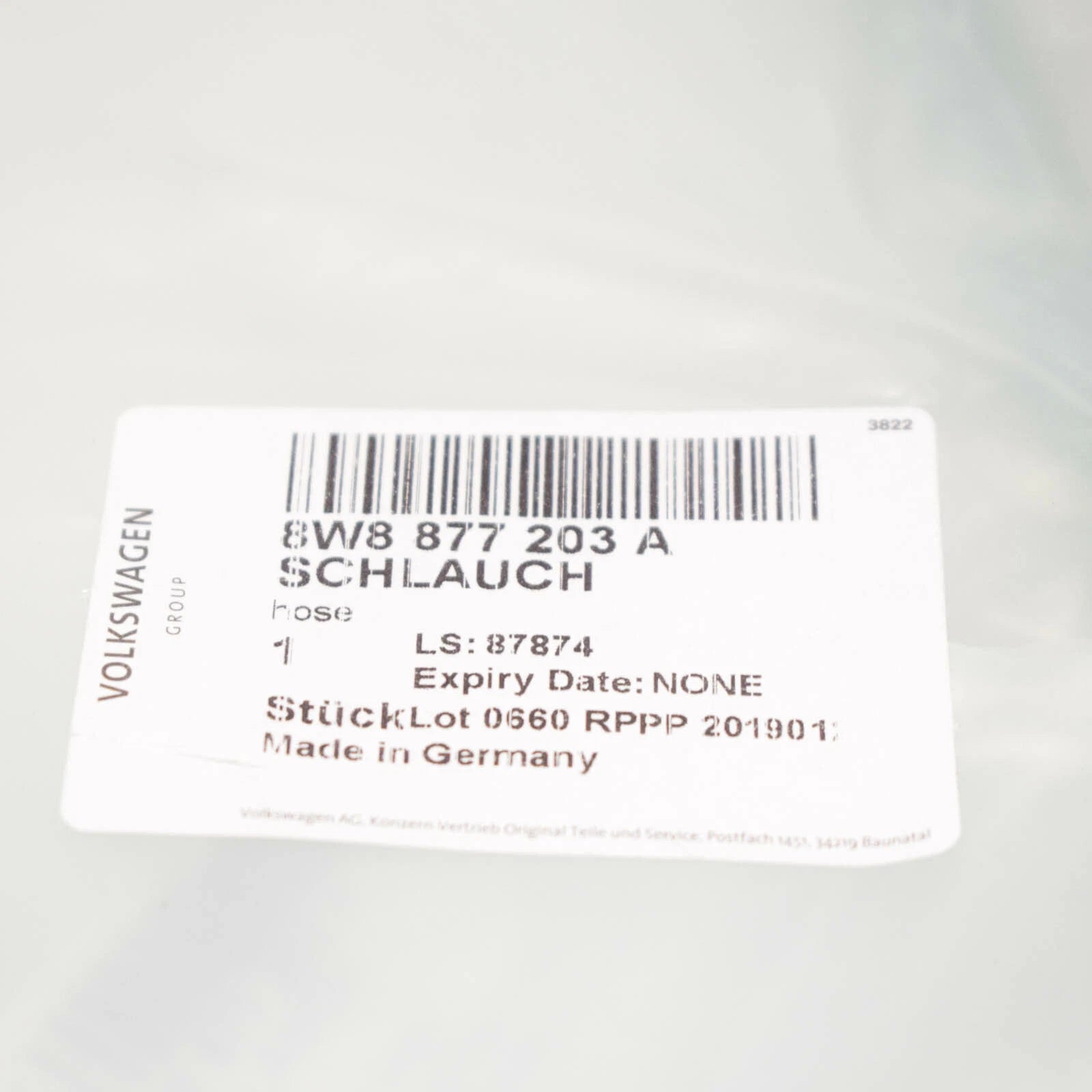 NEW AUDI A5 8W6 SUNROOF DRAIN HOSE 8W6877203A ORIGINAL