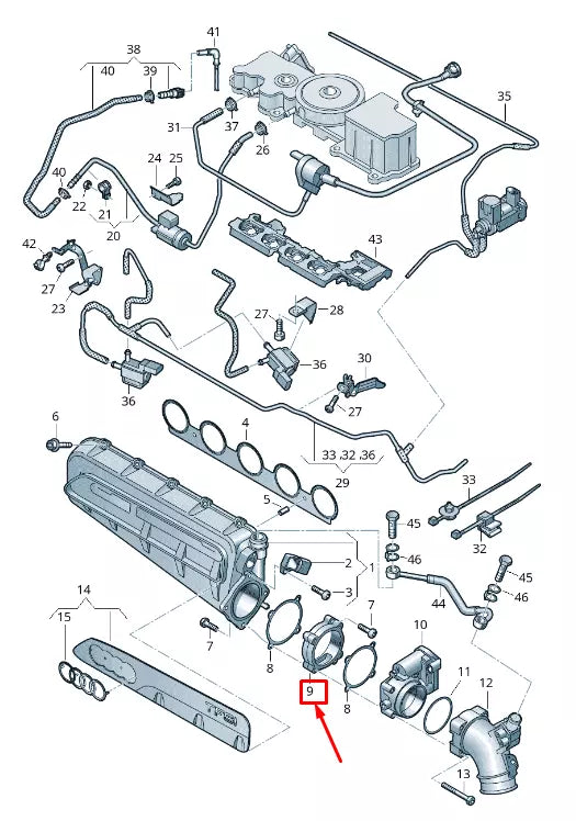 NEW AUDI RS3 ENGINE INTAKE MANIFOLD ADAPTER 07K133424