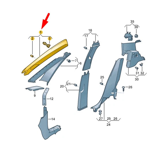 NEW VOLKSWAGEN ID.3 E11 RIGHT A PILLAR UPPER TRIM 10A867234D4PK ORIGINAL