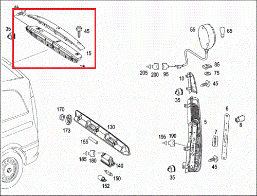 NEW MERCEDES-BENZ VITO W639 ADDITIONAL BRAKE LIGHT A6398200056 ORIGINAL