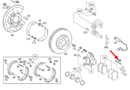 NEW MERCEDES-BENZ S W220 REAR DISC BRAKE CALIPER GUIDE PIN A0019914960 ORIGINAL