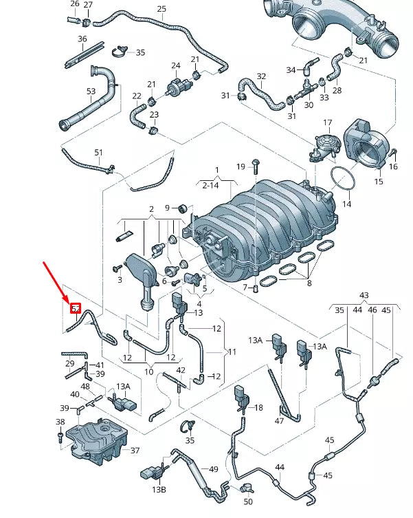NEW VW TOUAREG 7P MK2 INTAKE VACUUM PRESSURE CONTROL LINE 079131055CS