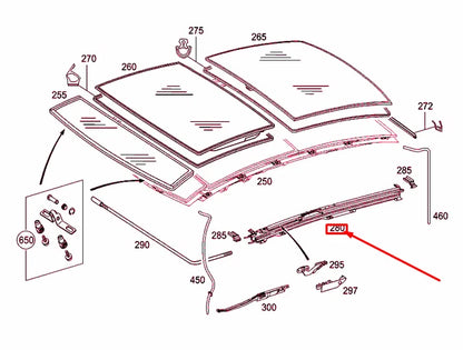 NEW MERCEDES-BENZ E W211 LEFT SLIDING ROOF MECHANISM GUIDE A2117800158 ORIGINAL
