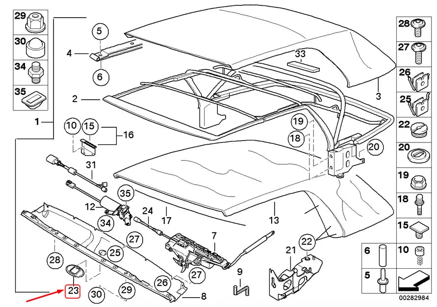 NEW BMW 3 CONVERTIBLE E46 TOP EMERGENCY MECHANISM TRIM 54348268983 ORIGINAL