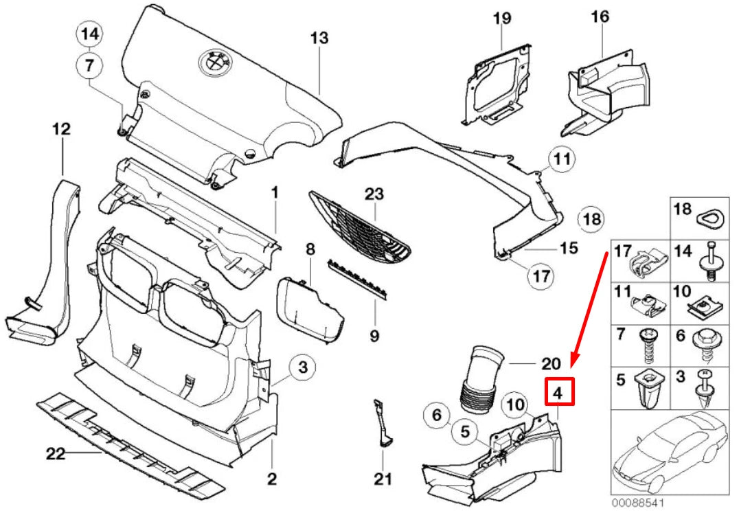 NEW BMW 3 CABRIO E46 LEFT BRAKE AIR DUCT 7894699 51717894699 ORIGINAL