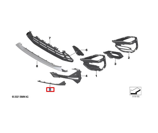 NEW BMW X1 F48 FRONT RIGHT GRILLE SIDE TRIM 7954258 51117954258 ORIGINAL