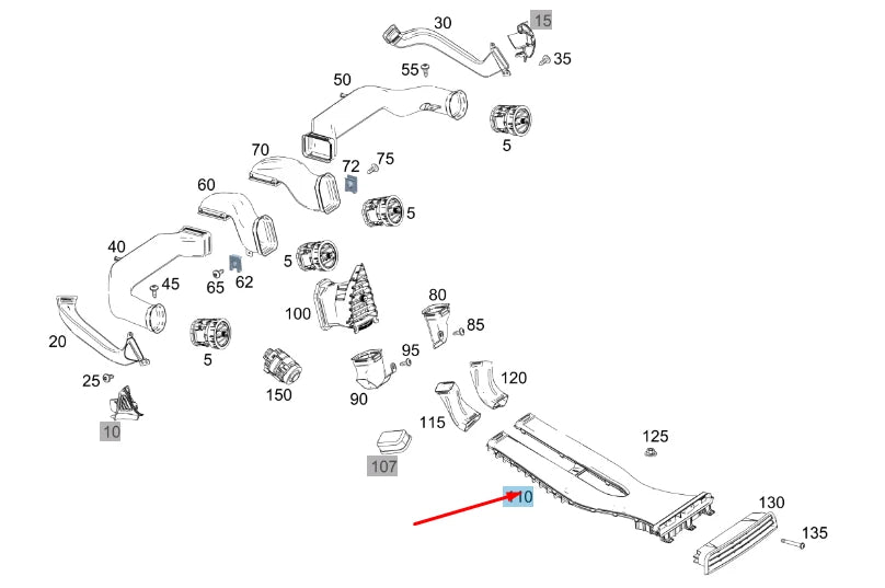 NEW MERCEDES-BENZ VITO W447 REAR COMPARTMENT AIR DUCT A4478304500 ORIGINAL