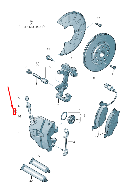 new audi a4 avant b8 front right brake caliper 8k0615124f original