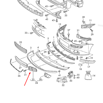 new vw golf mk5 front bumper right vent grille 1k0853666a9b9 original