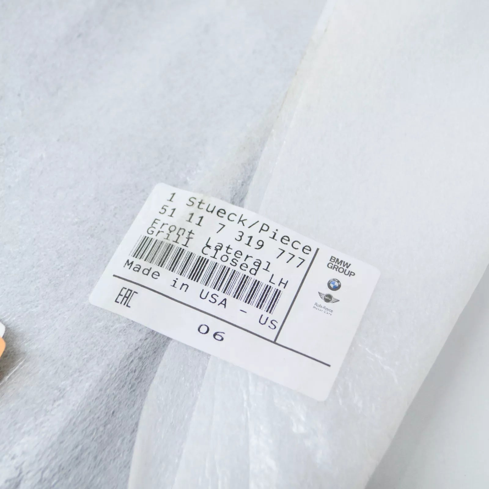 NEW BMW X6 F16 FRONT BUMPER LEFT CLOSED GRILLE 51117319777 7319777 2015 ORIGINAL