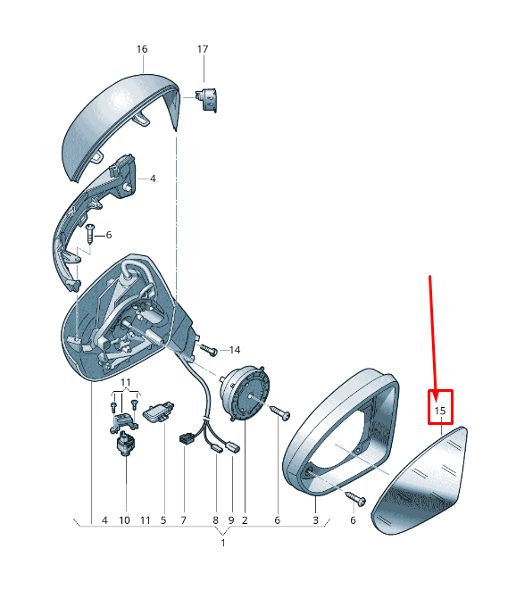 new vw arteon 3h front right door mirror glass lhd 3g8857522a original