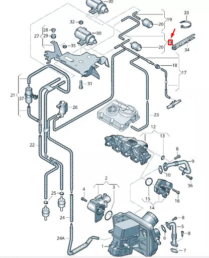 NEW VW TRANSPORTER VI T6 VACUUM HOSE 7E0129458P