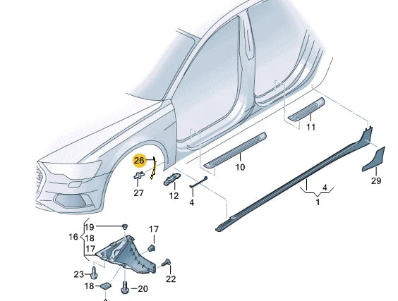 NEW AUDI A6 C8 FRONT RIGHT STONE CHIP GUARD 4K0853824 ORIGINAL