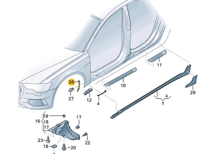 NEW AUDI A6 C8 FRONT RIGHT STONE CHIP GUARD 4K0853824 ORIGINAL