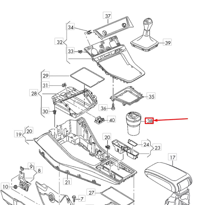 NEW AUDI Q3 F3 ASHTRAY 83A857951V58 ORIGINAL