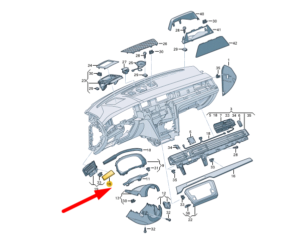 NEW VW PASSAT B8 INSTRUMENT PANEL LEFT TRIM MOLDING LHD 3G1853261P2YO ORIGINAL